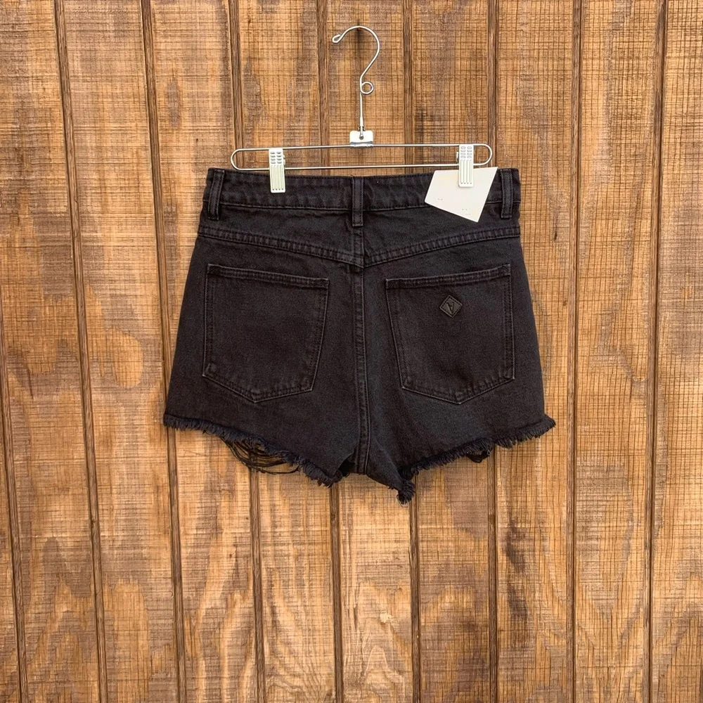 NWTS Abrand High Rise Black Distressed Jean Shorts